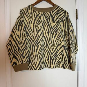 Current/Elliott The Miles Denim Top Natural Zebra Print Long Sleeve Size 1